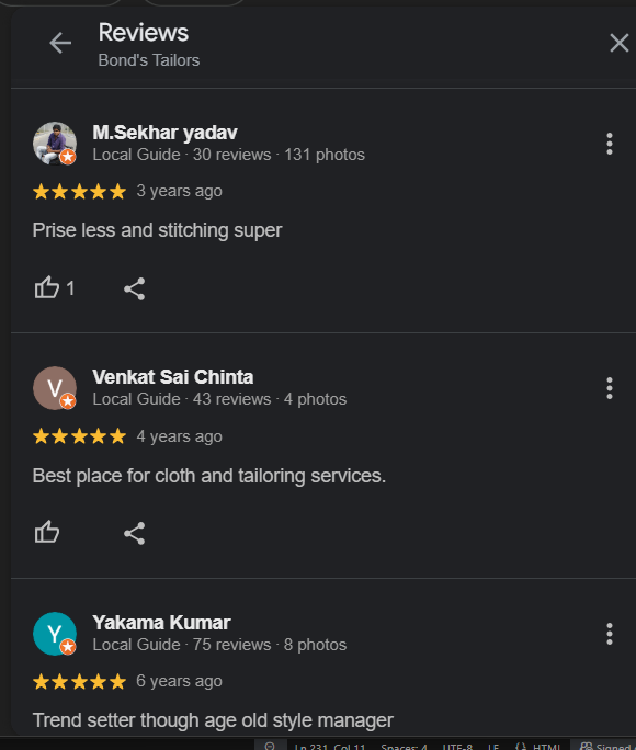 Customer review 2 - Bonds Tailors
