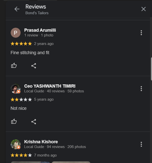 Customer review 3 - Bonds Tailors