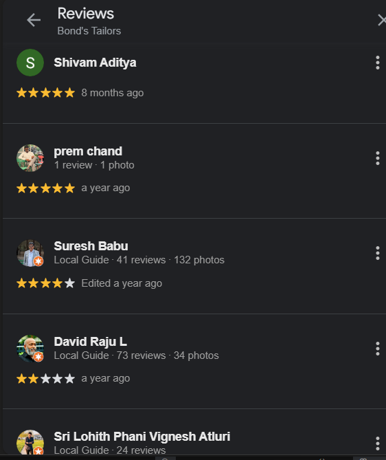 Customer review 4 - Bonds Tailors